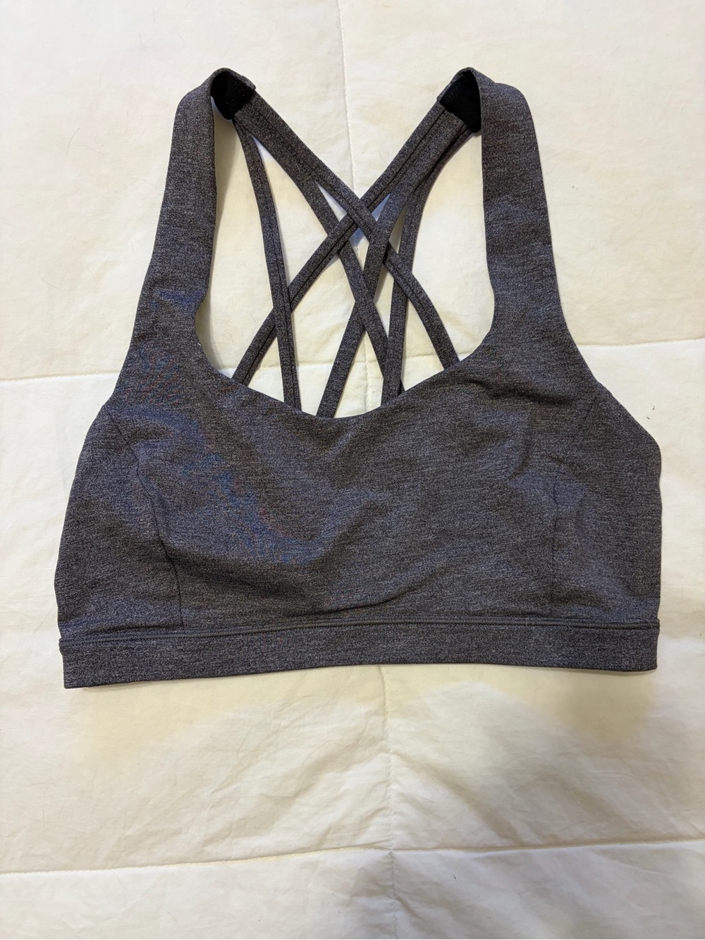 LULULEMON- size 6 Free To Be Serene Bra in the Heathered Black colorway.